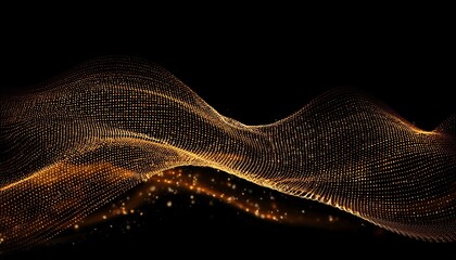 dot particles in wave form on black background