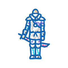 street samurai cyberpunk icon doodle illustration