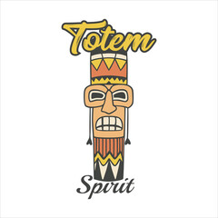 Summer Tiki Mask Totem Illustration, Ancient Totem 