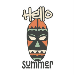 Summer Tiki Mask Totem Illustration, Ancient Totem 