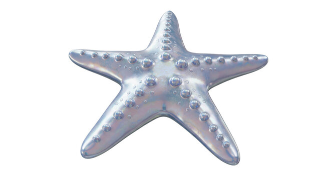Isolated Iridescent Seashell Starfish with Pearl Accents