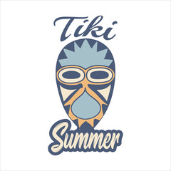 Summer Tiki Mask Totem Illustration, Ancient Totem 