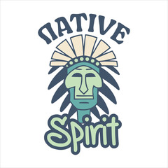 Fototapeta premium Summer Tiki Mask Totem Illustration, Ancient Totem 
