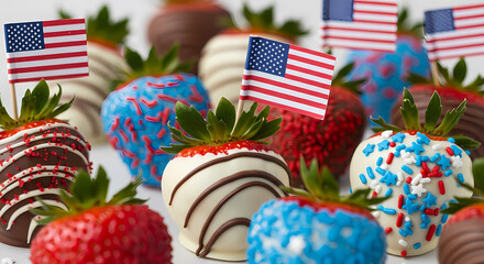 Obraz premium Patriotic Chocolate Covered Strawberries 4th of July Treats