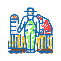 farm field farmer icon doodle illustration