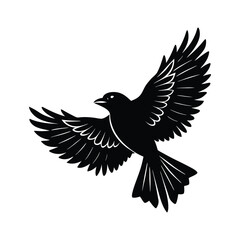 Elegant black bird in flight vector silhouette design for logos and decorative purposes