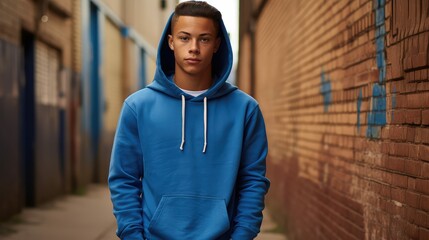 Obraz premium photograph blue hoodie template