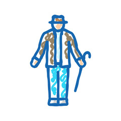 pensioner old man icon doodle illustration
