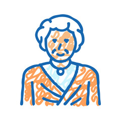 senior old woman icon doodle illustration