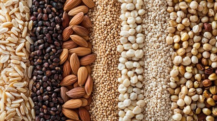 Obraz premium A textured background of whole grains with a focus on natural details