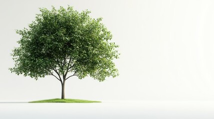 Obraz premium A realistic tree sapling with thin trunk and few leaves, isolated on white