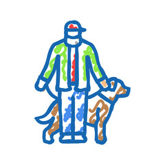 pet elderly leisure icon doodle illustration