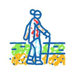 walking elderly leisure icon doodle illustration