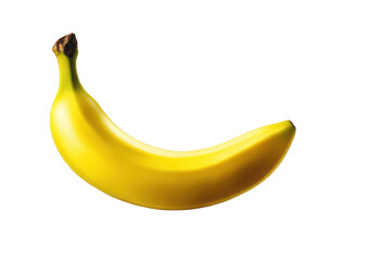 Single ripe yellow banana isolated on food diet peel on transparent background