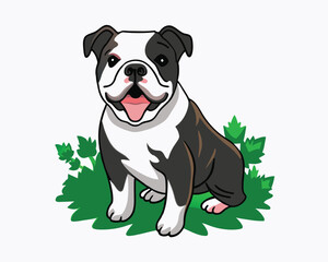 bulldog vector playing in the park hand drawn