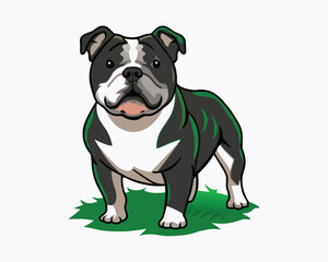 Obraz premium bulldog vector playing in the park hand drawn