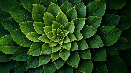 Intricate green leaves in a symmetrical pattern