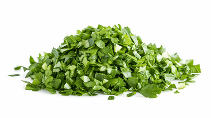 Obraz premium Chopped Parsley Herb Pile Fresh Green Culinary Ingredient Isolated on White Healthy Flavorful Garnish Ingredient