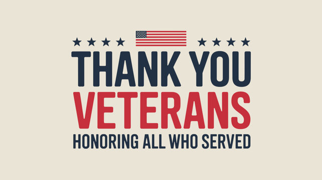 Thank You Veterans Typography Design with U.S. Flag
