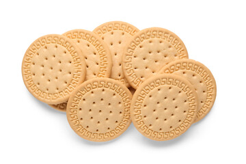 Many sweet cookies on white background