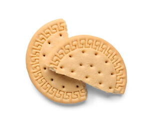 Broken sweet cookie on white background