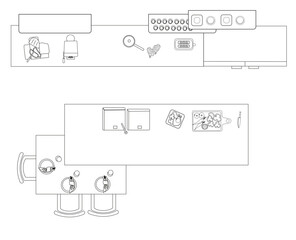 Modern Kitchen Top View with Island and Bar Stools – Vector Floor Plan