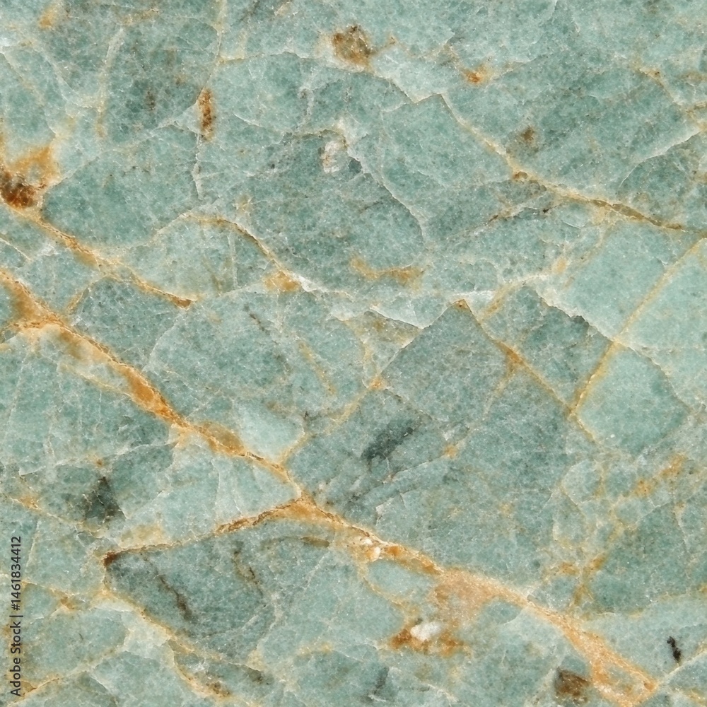 Poster close up of amazonite stone surface showing intricate patterns and textures in soft green and brown 