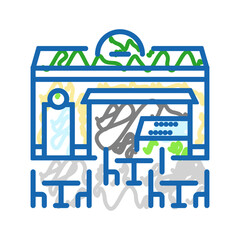 outdoor seating street food cafe icon doodle illustration