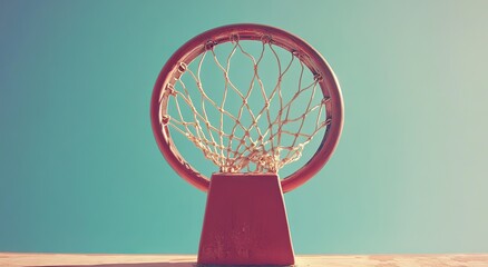 Outdoor basketball hoop against a vibrant sky (1)