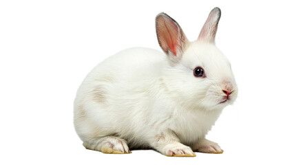 Fototapeta premium Baby Polish Rabbit Soft White Fur Round Head Sitting Adorably Isolated White Pet Cute Bunny Kit
