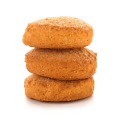 Fresh sweet cookies on white background