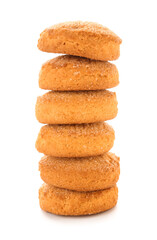 Stack of sweet cookies on white background