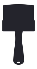 Simple black silhouette of a large paint brush with wooden handle, ideal for painting walls, applying coatings, and other home improvement projects