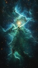 Obraz premium Ethereal beauty of a nebula illuminated by starlight in the depths of space