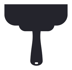 Simple black notched trowel silhouette isolated on a white background, ideal for tiling and flooring work, featuring a comfortable handle and a notched blade for even adhesive distribution