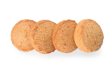 Many sweet cookies on white background