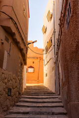 Traditional architecture of Ghardaïa, Algeria – View of the mud houses and minaret of the old town