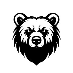 Bear head logo in black and white vector style. Powerful and bold animal emblem with sharp features. Great for mascot, wilderness branding, or tattoo design