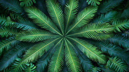 Fototapeta premium In Intricate Pattern of Tropical Leavestricate Pattern of Tropical Leaves
