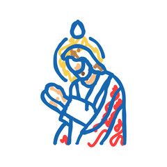baptism of the lord feast catholic holiday icon doodle illustration