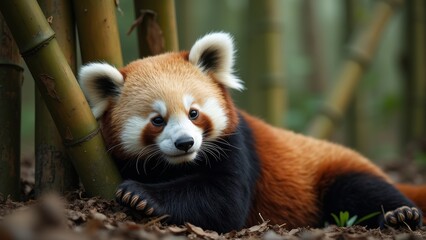 Red Panda Resting in the Forest