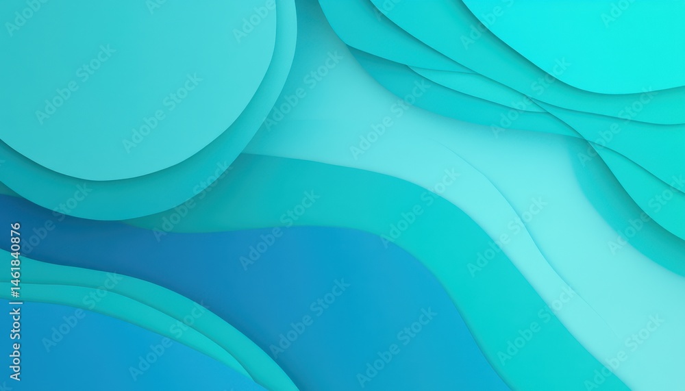 Leinwandbilder abstract background of blue and teal wavy layers with a smooth gradient and geometric shapes creates