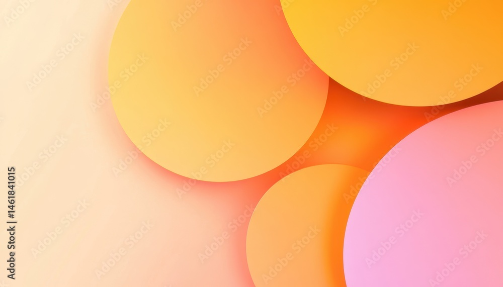 Aufkleber Abstract Background of Overlapping Pink and Orange Spheres in Soft Light Geometric Design with Modern Artistic Wallpaper for Creative Backdrop