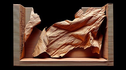 Abstract Wood Sculpture Textured Kraft Paper Art.
