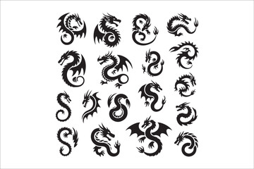 "Tribal Dragon Tattoo Design &ndash; Bold Black Vector Art for Print & Merch"Tribal Dragon Tattoo Design &ndash; Bold Black Vector Art for Digital & Print Use