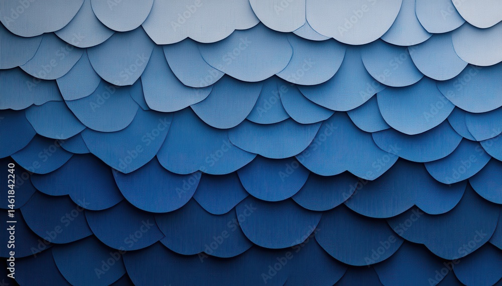 Aufkleber Abstract Blue Gradient Scale Pattern Background with Overlapping Shapes Detailed Texture with a Smooth Transition from Light to Dark and Wavy Design