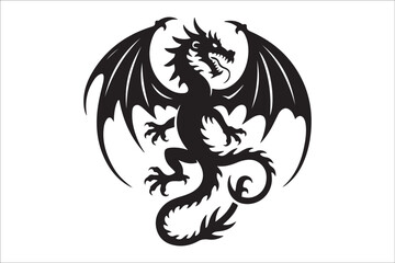 "Tribal Dragon Tattoo Design &ndash; Bold Black Vector Art for Print & Merch"Tribal Dragon Tattoo Design &ndash; Bold Black Vector Art for Digital & Print Use