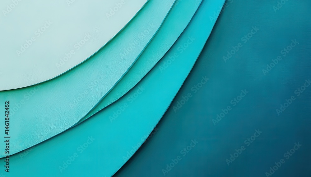 Poster Abstract Blue Toned Paper Layers Background with Overlapping Curves Modern Design and Shades of Aqua and Teal in a Simple Smooth and Elegant Arrangement