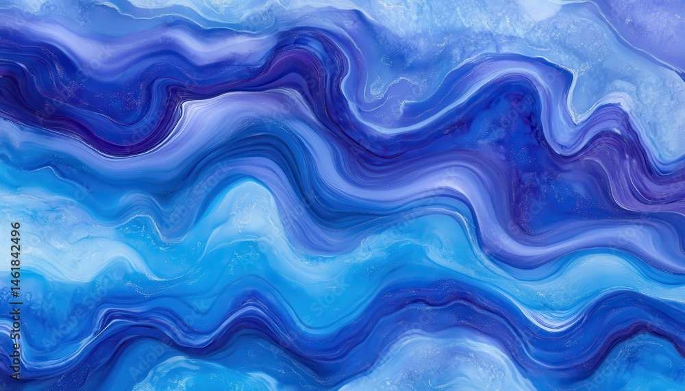 Aufkleber Abstract Blue Watercolor Waves Background with Fluid Texture and Artistic Design with Dynamic Swirls and Elegant Motion Creating a Vibrant and Decorative Effect