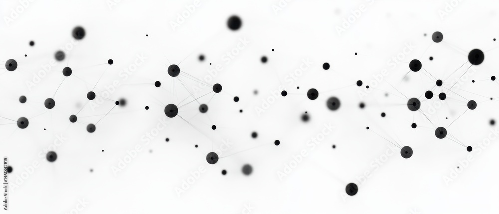 Poster Abstract Connection Network of Nodes and Lines on White Background for Science Technology and Communication with Geometric Shapes and Futuristic Design Element